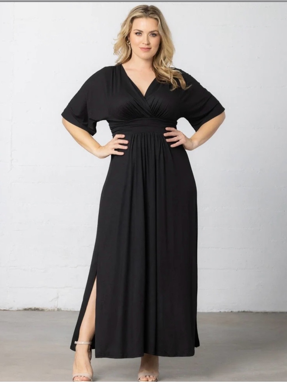 Kiyonna Vienna Black Jersey Maxi Dress Woman’s Plus size 1X (14-16)  NWT NEW